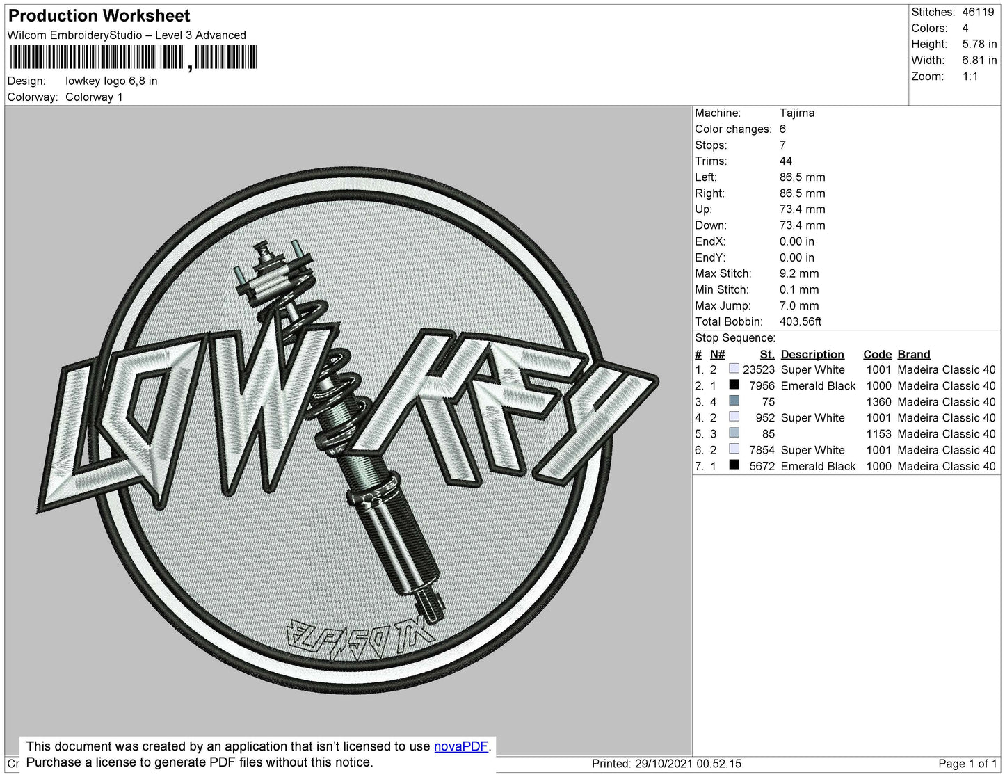 Lowkey Logo ERmbroidery File 4 size