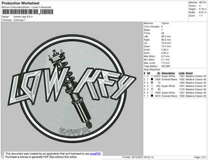 Lowkey Logo ERmbroidery File 4 size