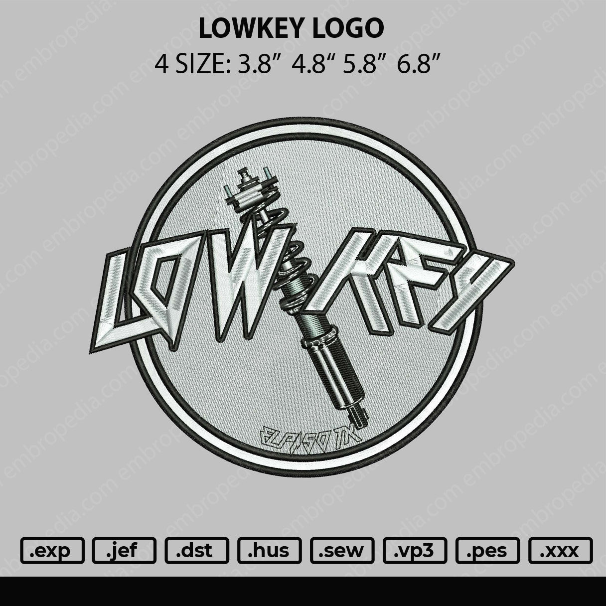 Lowkey Logo ERmbroidery File 4 size