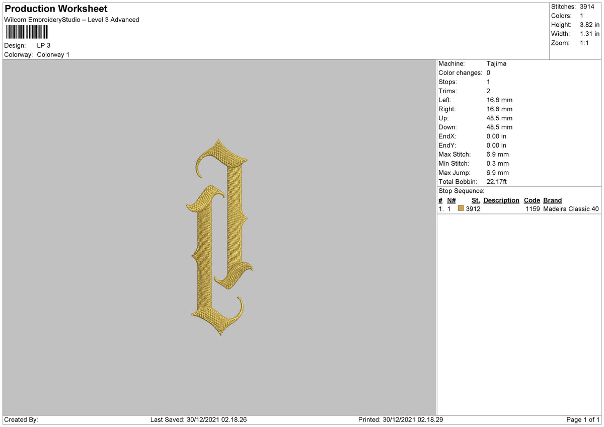LP Embroidery File 5 size – Master Digitizer