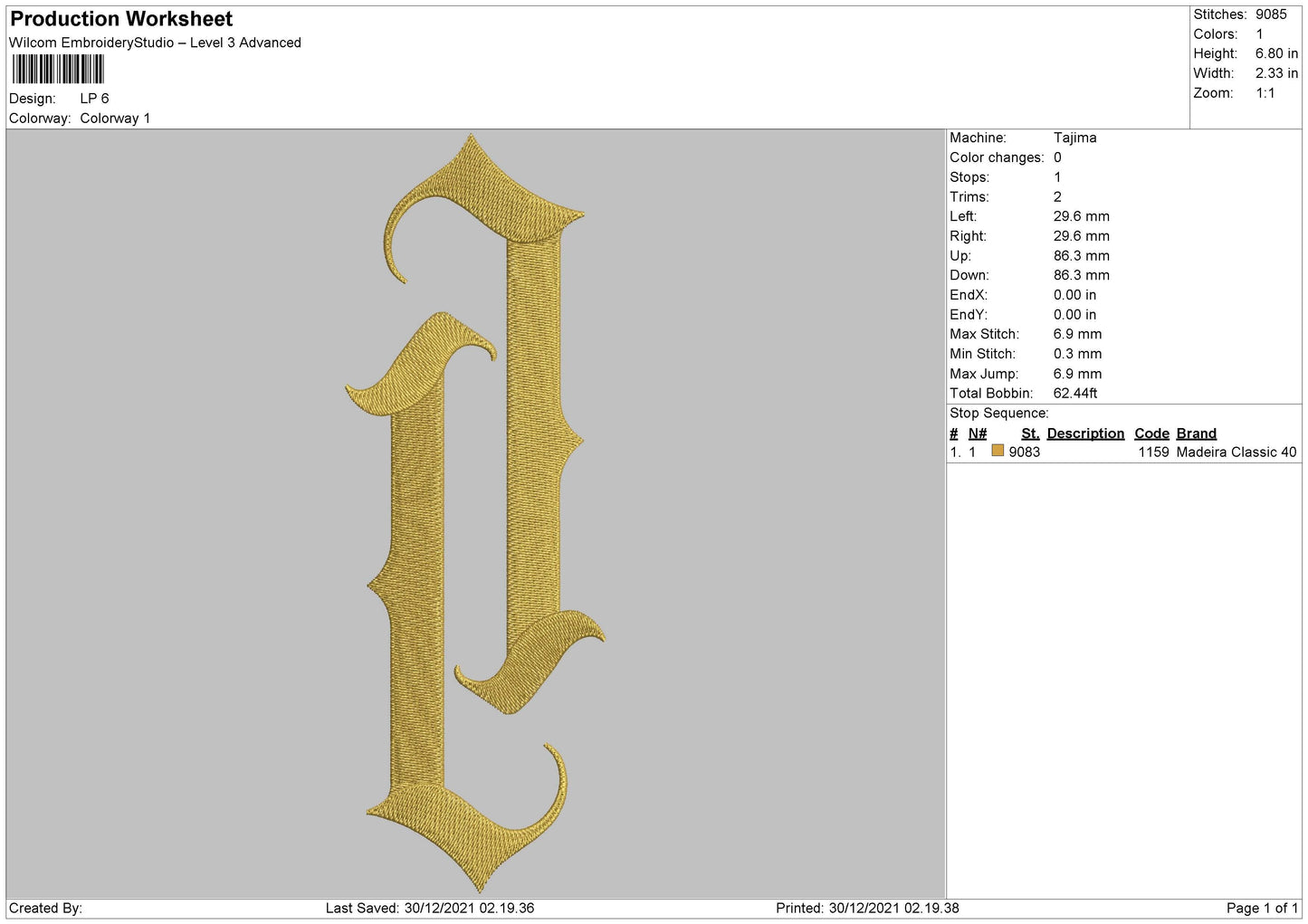 LP Embroidery File 5 size