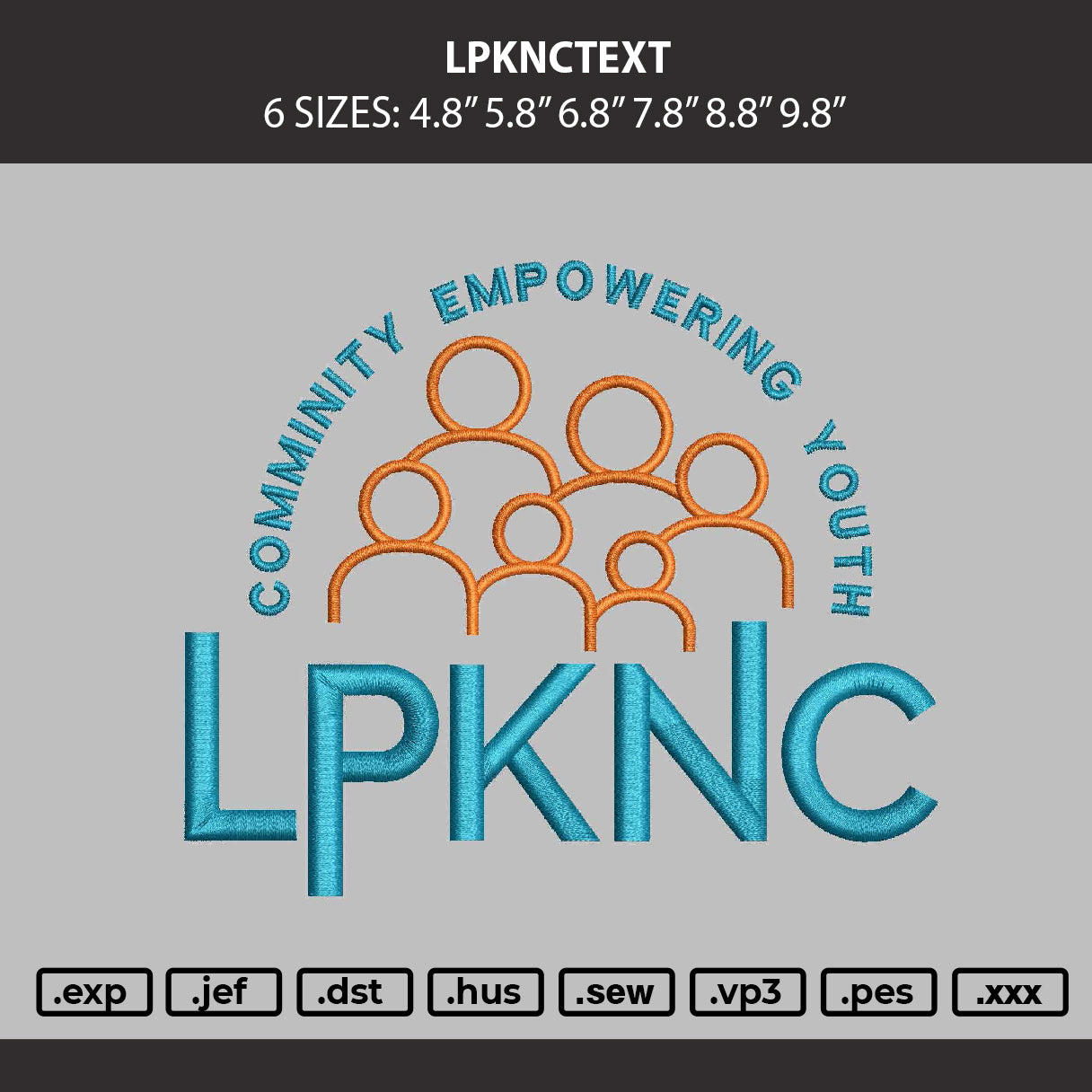 Lpknctext Embroidery Machine Design File 6 sizes