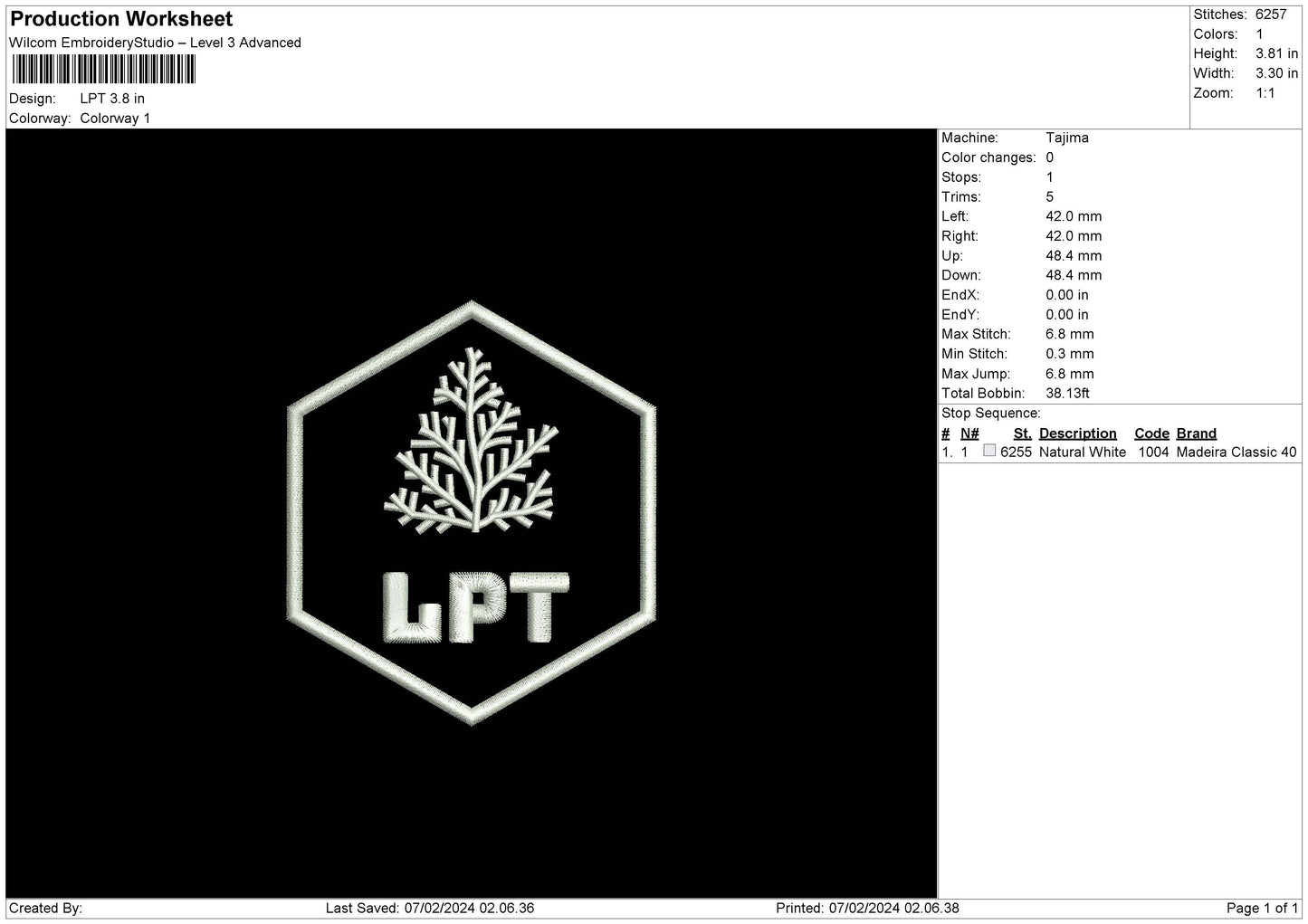 Lpt Embroidery File 6 sizes