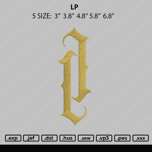 LP Embroidery File 5 size