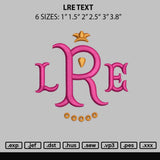 Lre Text Embroidery File 6 sizes