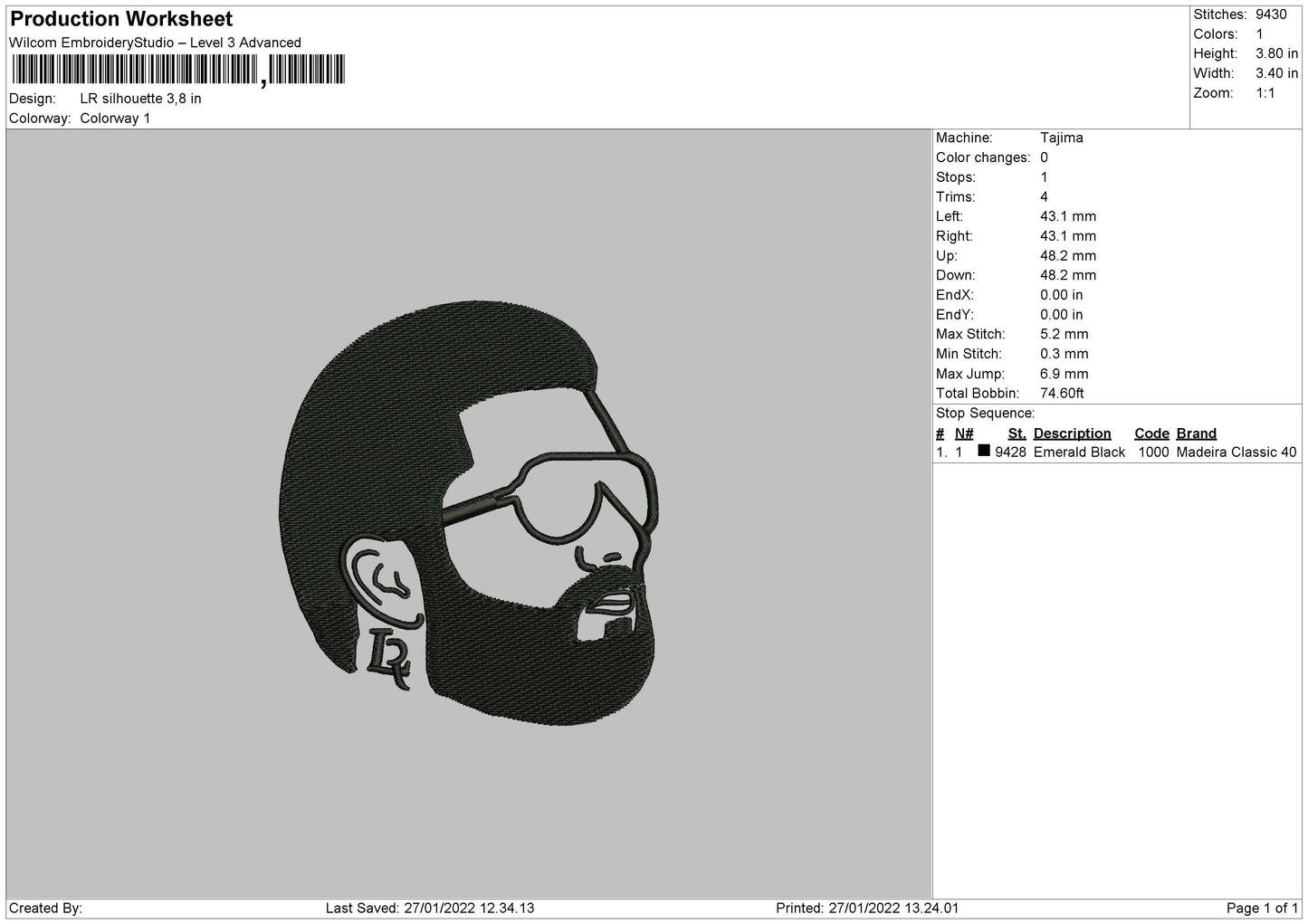 LR Silhouette Embroidery File 4 size