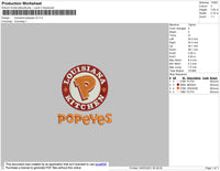 Louisiana Popeyes V2 Embroidery File 4 size