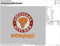 Louisiana Popeyes V2 Embroidery File 4 size