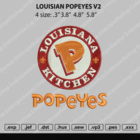 Louisiana Popeyes V2 Embroidery File 4 size