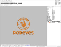 Louisiana Popeyes Embroidery File 4 Size