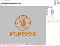 Louisiana Popeyes Embroidery File 4 Size