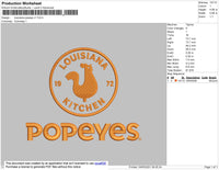 Louisiana Popeyes Embroidery File 4 Size