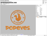 Louisiana Popeyes Embroidery File 4 Size