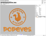 Louisiana Popeyes Embroidery File 4 Size