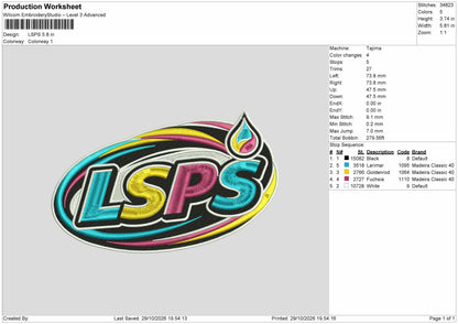 Lspstext Embroidery Machine Design File 6 sizes