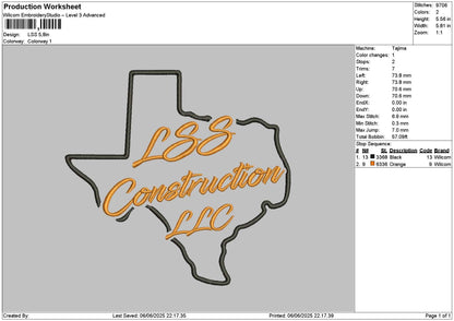 Lsstext Embroidery File 6 sizes