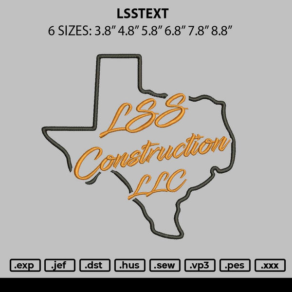 Lsstext Embroidery File 6 sizes