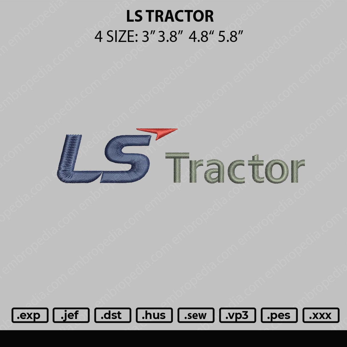 LS Tractor Embroidery File 4 size