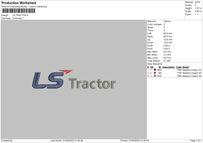 LS Tractor Embroidery File 4 size