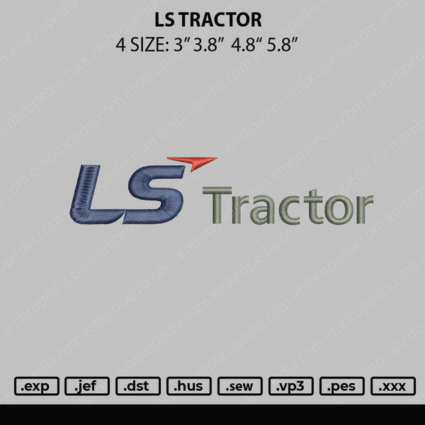 LS Tractor Embroidery File 4 size