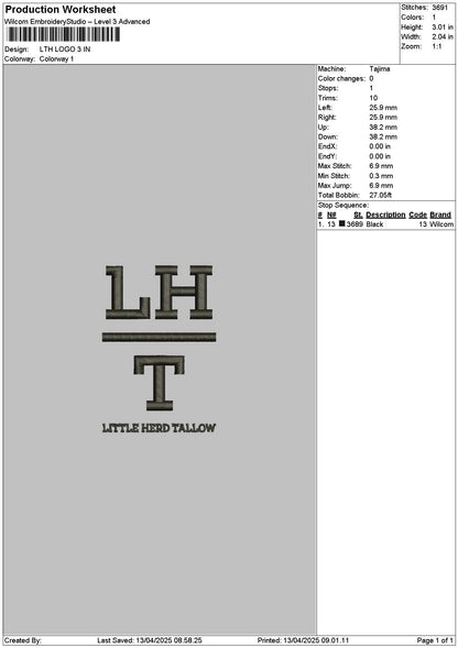 Lthtext 01 Embroidery File 6 sizes