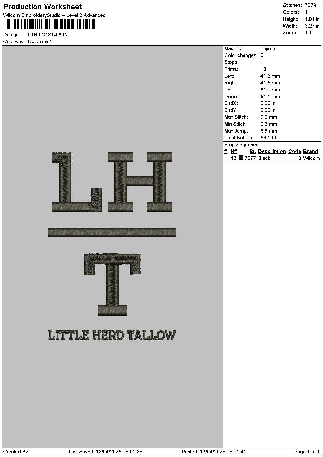 Lthtext 01 Embroidery File 6 sizes