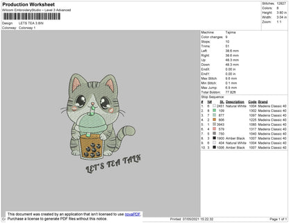 Lets Tea Embroidery File 4 size