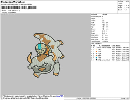 Little Avatar Embroidery File 4 size