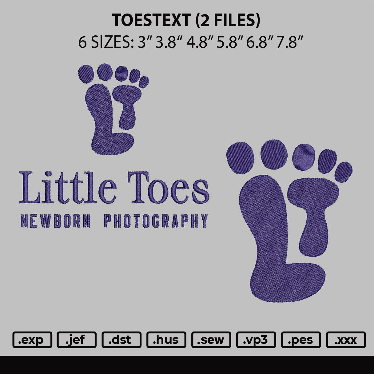 Toestext Embroidery 2 Files