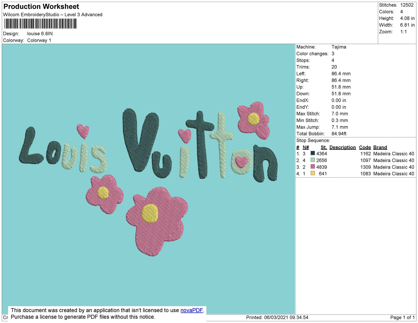 Louisev Embroidery File 4 size