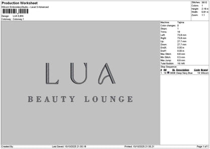 Luatext Embroidery File 6 sizes