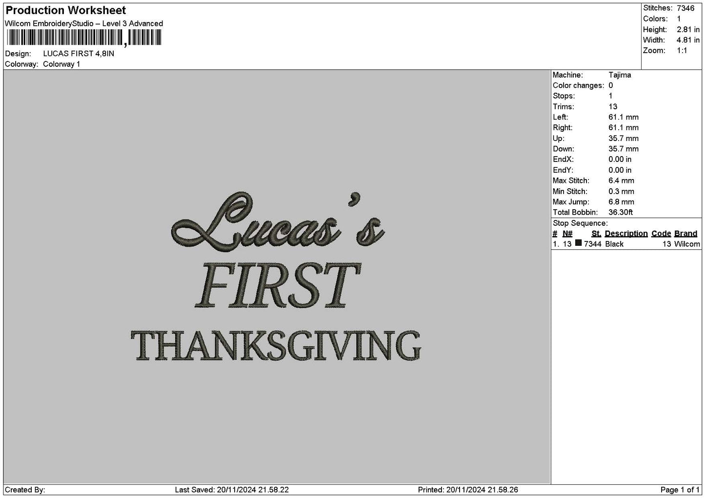 Lucastext Embroidery File 6 sizes
