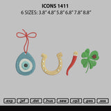 Icons 1411 Embroidery File 6 sizes