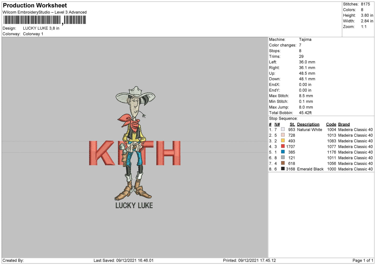 Lucky Luke Embroidery File 4 size