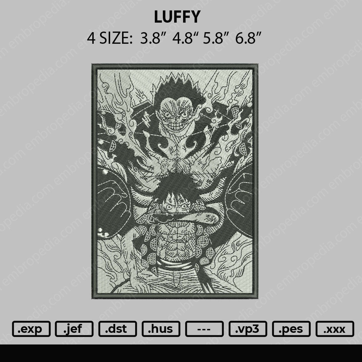 Luffi Embroidery File 4 size