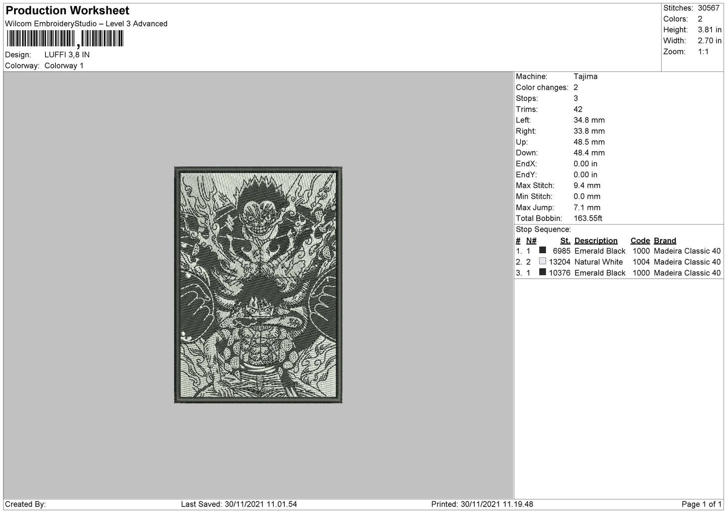 Luffi Embroidery File 4 size