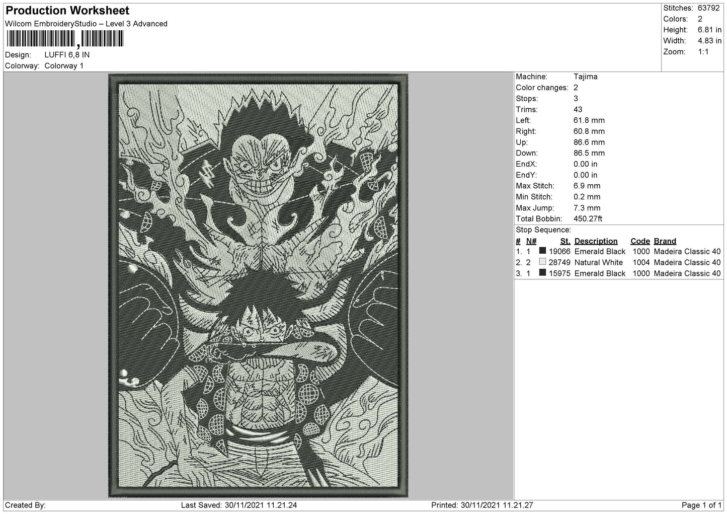 Luffi Embroidery File 4 size