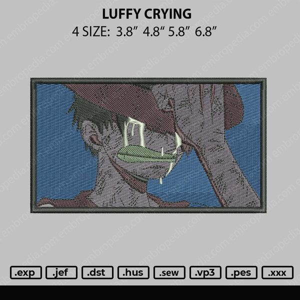 Luffy Crying Embroidery File 4 size