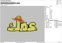 Luffy D Hat Embroidery File 6 sizes