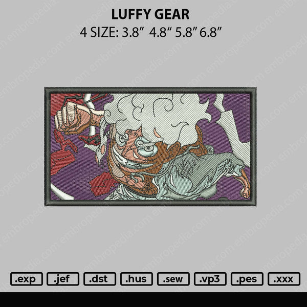 Luffy Gear Embroidery File 4 size