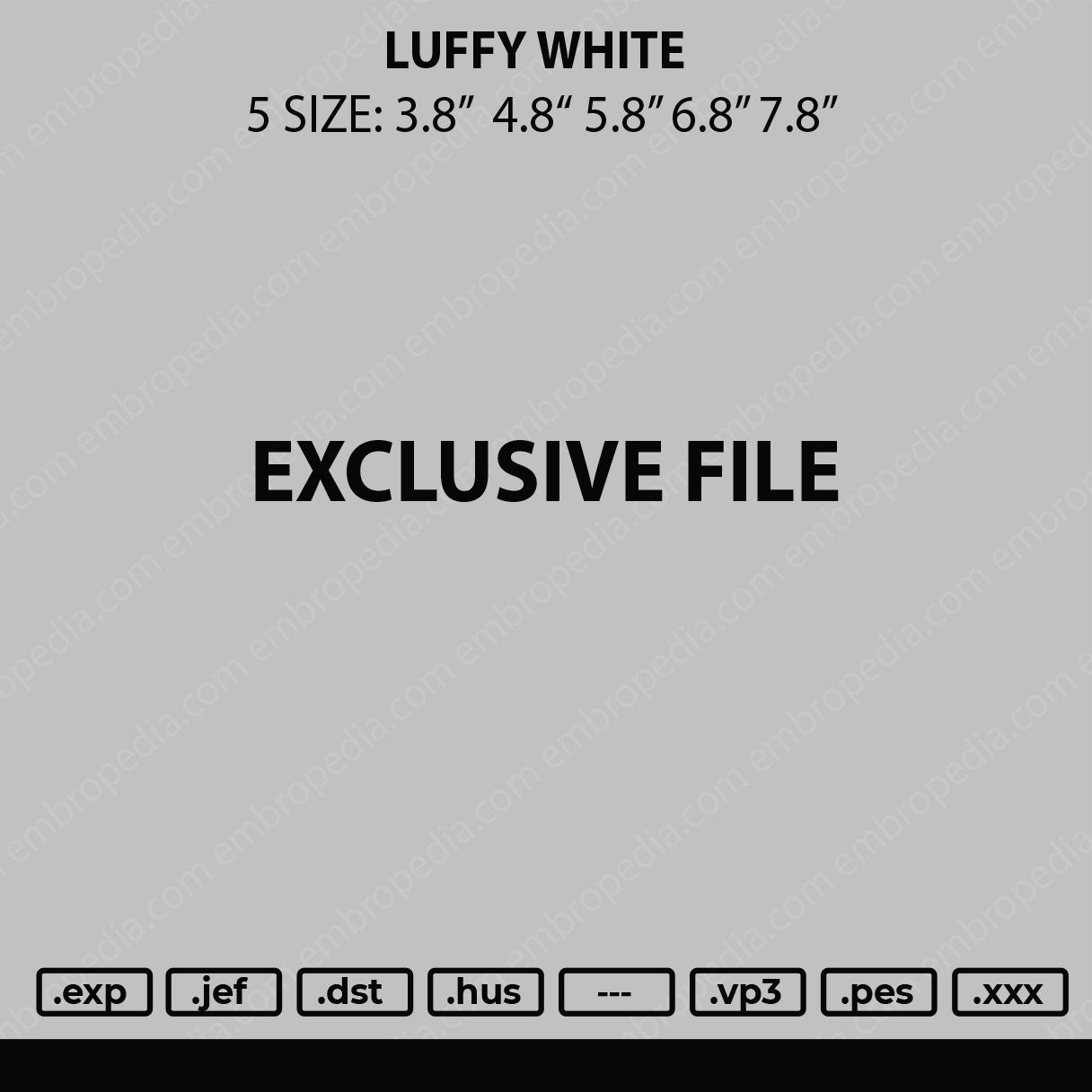 Luffy White Embroidery File 4 size