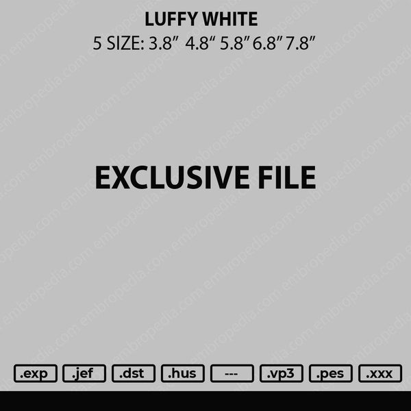 Luffy White Embroidery File 4 size