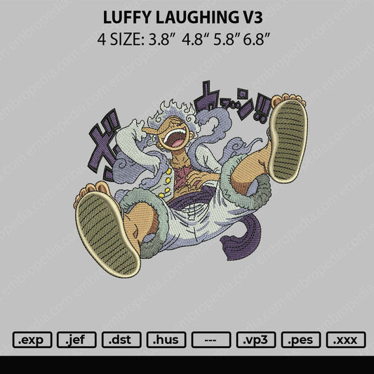 Luffy Laughing V3 Embroidery File 4 sizes