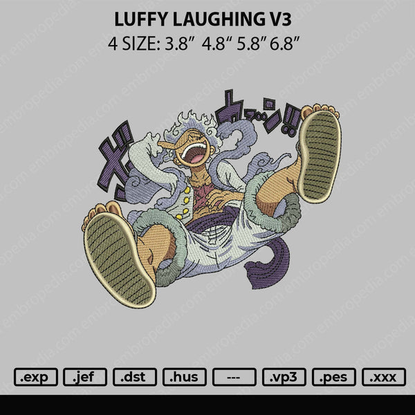 Luffy Laughing V3 Embroidery File 4 sizes