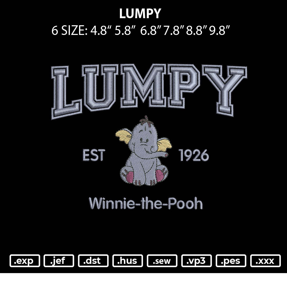 Lumpy Embroidery File 6 sizes