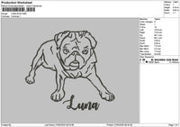 Luna Dog Embroidery File 6 sizes
