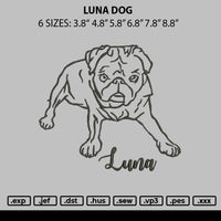 Luna Dog Embroidery File 6 sizes