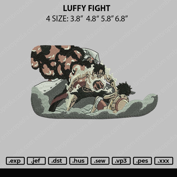 Luffy Fight Embroidery File 4 size