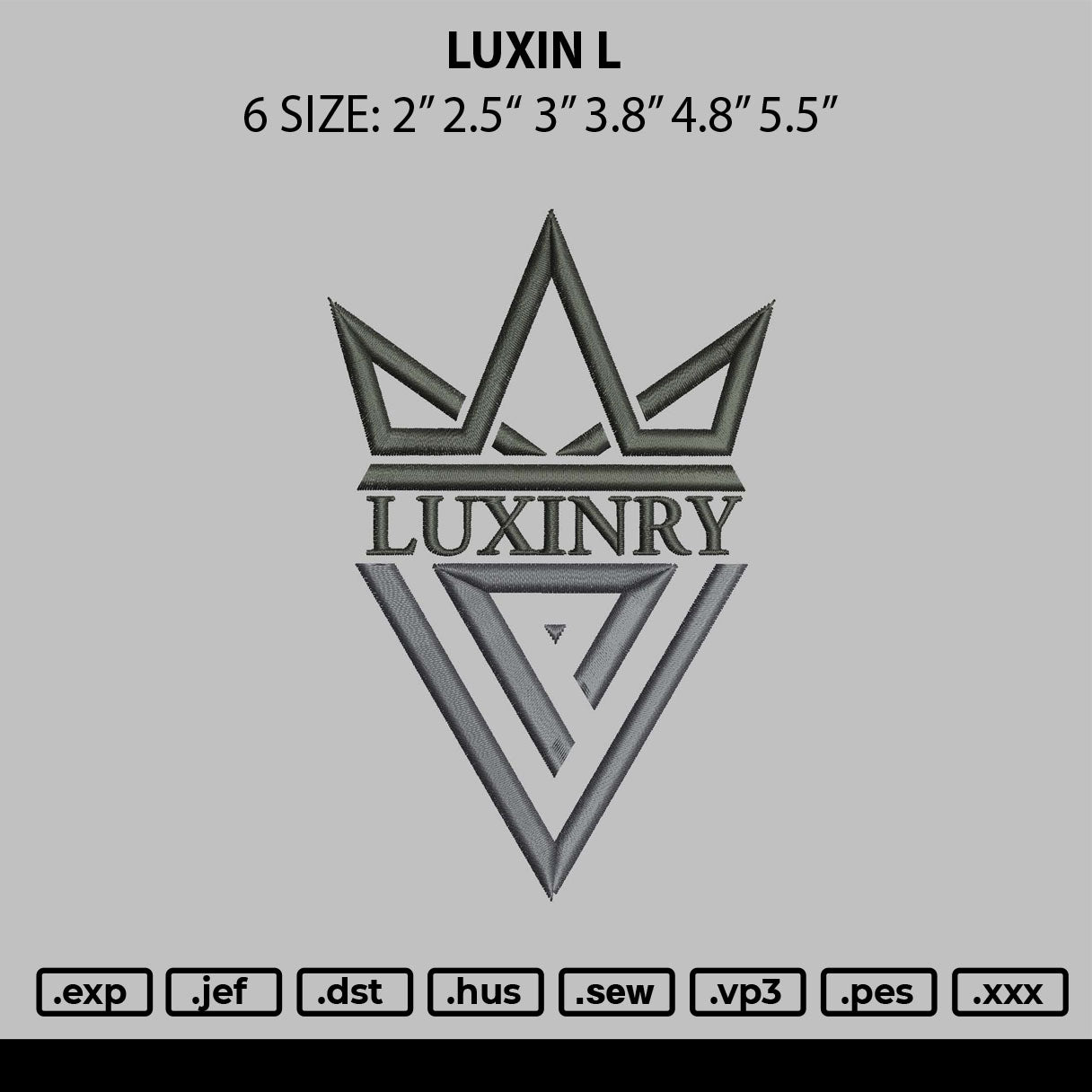 Luxin L Embroidery File 6 sizes