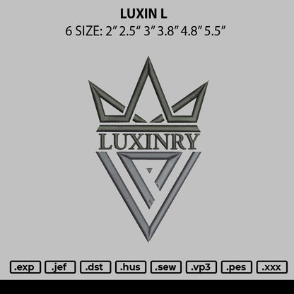 Luxin L Embroidery File 6 sizes